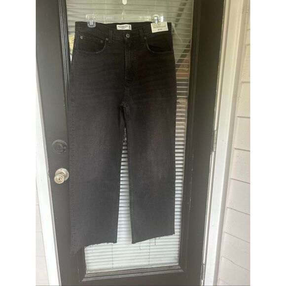 NWT Abercrombie & Fitch The 90’s Relaxed Jeans High Rise Black Size 10s / 30 - Picture 12 of 16